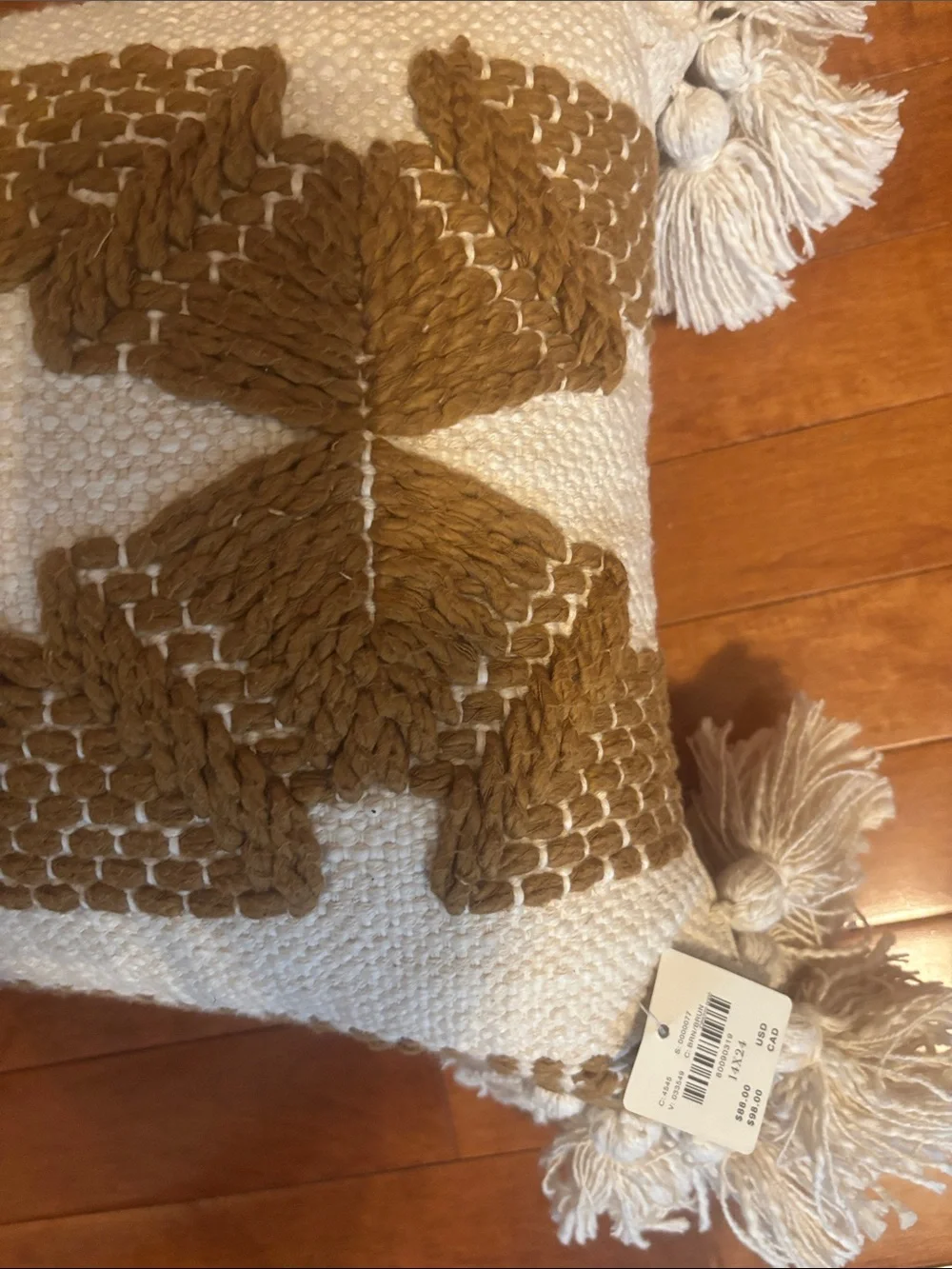 Anthropologie 2 Handwoven Brown &Cream Decorative Throw Pillow 14x24